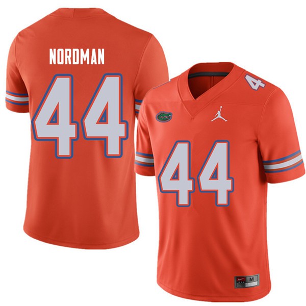Jordan Brand Men #44 Tucker Nordman Florida Gators College Football Jersey Orange